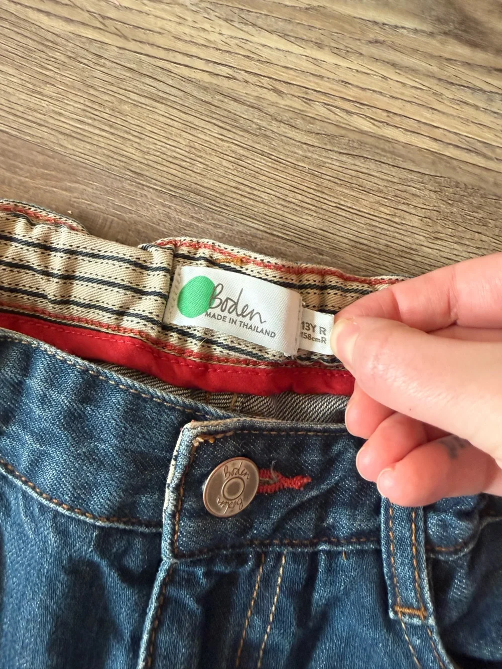 Mini Boden Blue Denim Jeans with Red Trim